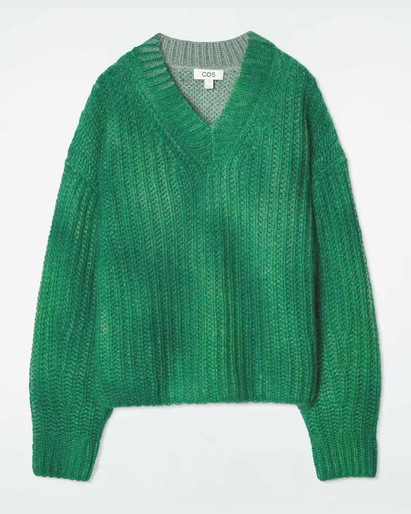 COS Pullover Aus Mohair Mit Sprayfarben-Design Grün