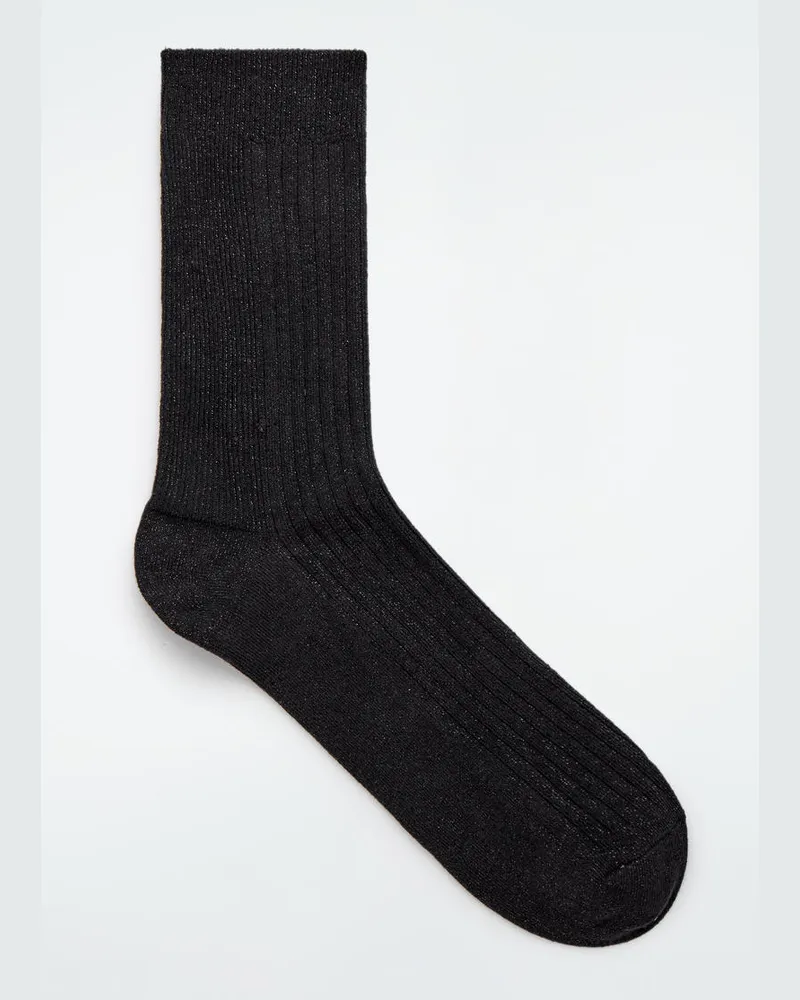 COS Gerippte Socken Aus Lurex Schwarz