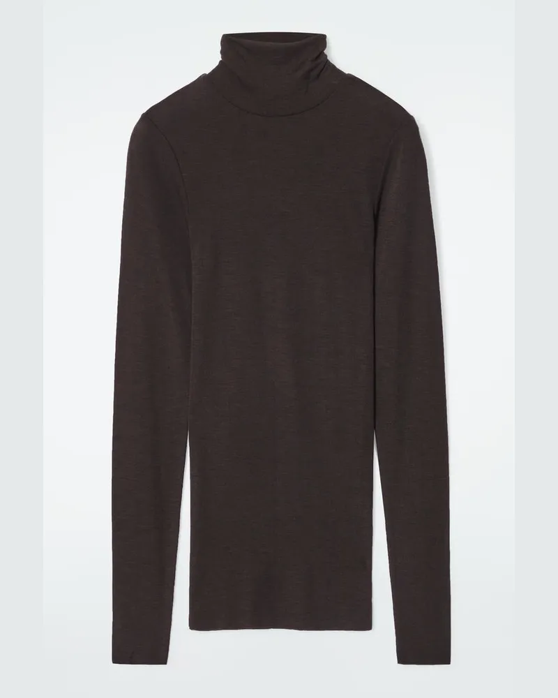 COS Rollkragenoberteil Aus Merinowolle Braun