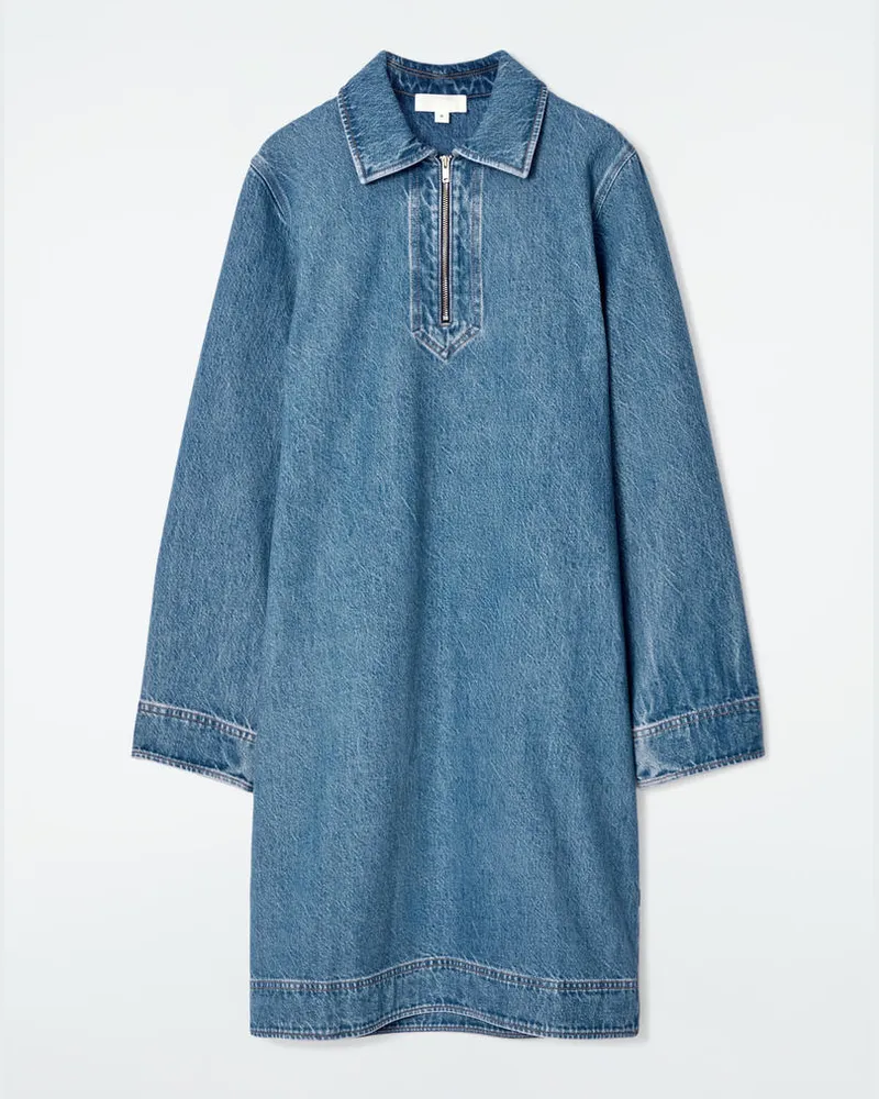 COS Jeanskleid Mit Kurzem Reissverschluss Blau