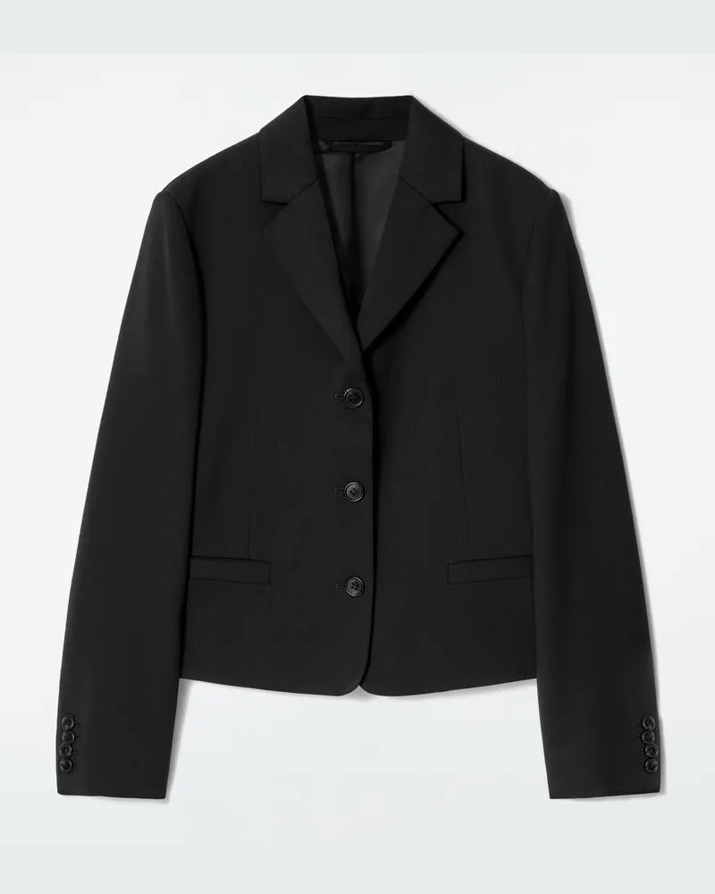 COS Verkürzter Wollblazer Schwarz