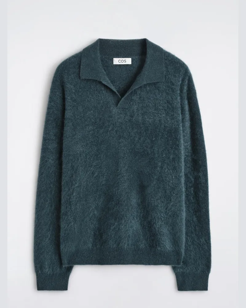 COS Polopullover Aus Gebürstetem Kaschmir Türkis