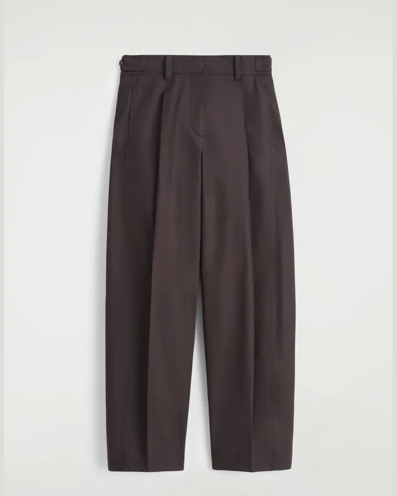 COS Baumwollhose Mit Barrel-Bein Und Falten Braun
