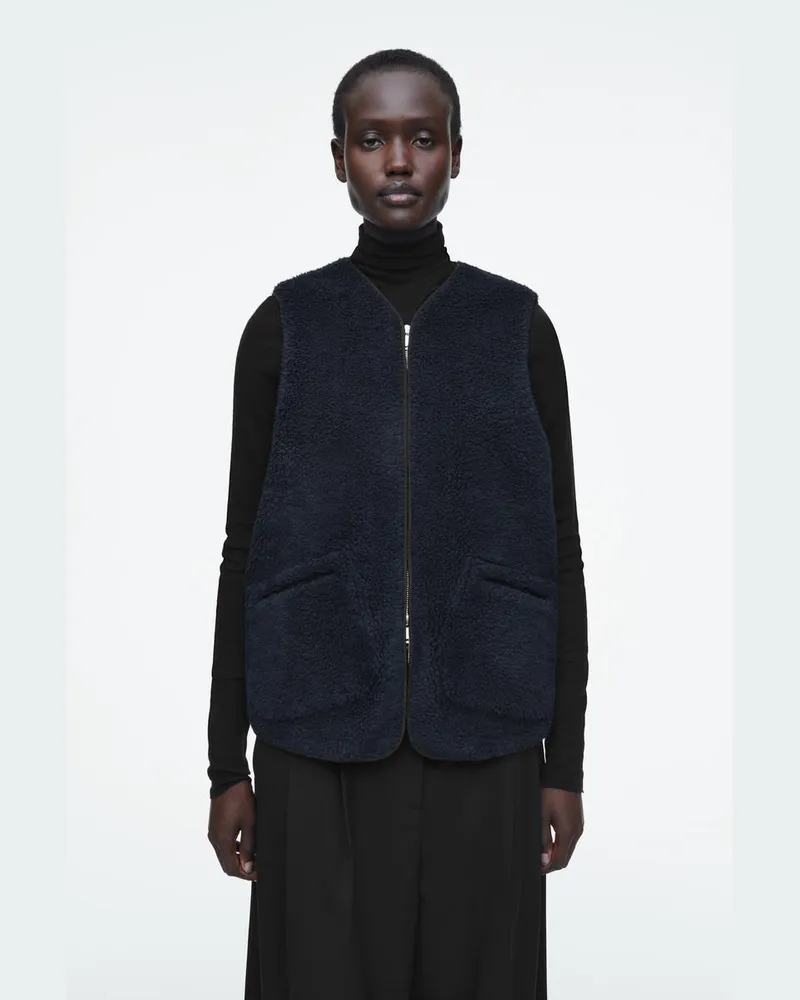 COS Oversized-Weste Aus Kunstlammfell Blau
