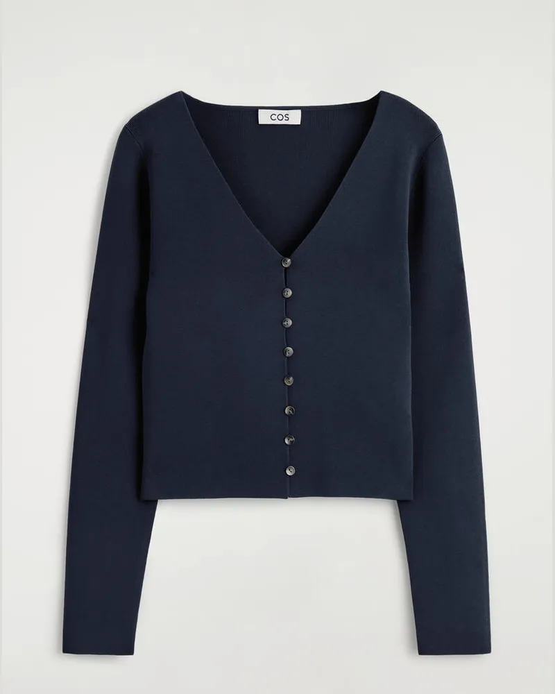 COS Minimalistische Strickjacke Mit V-Ausschnitt Blau