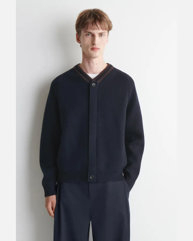 COS Strickjacke Aus Baumwoll-Mix Blau