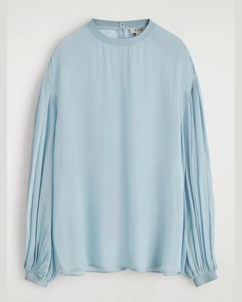 COS Transparente Bluse Mit Ballonärmeln Blau