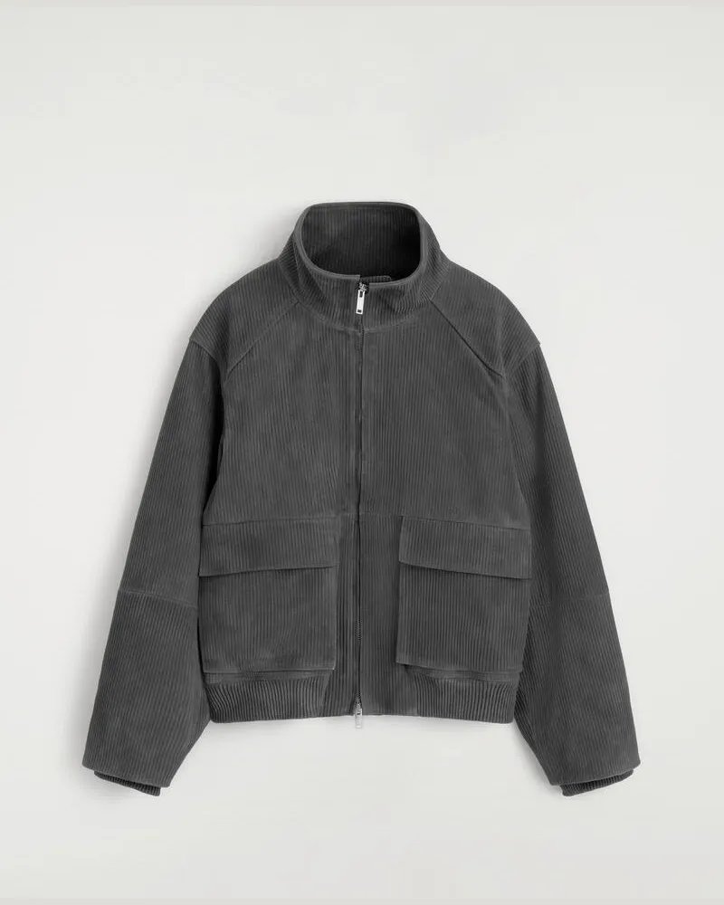 COS Wattierte Jacke Aus Geripptem Veloursleder Grau