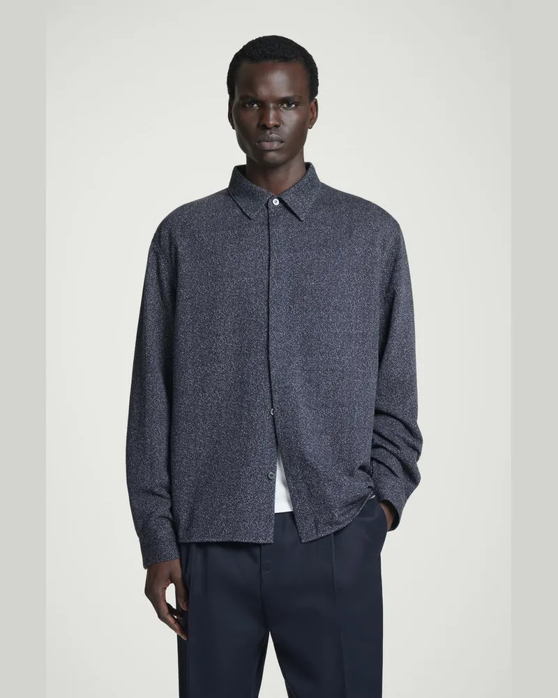 COS Strukturierte Oversized-Hemdjacke Aus Baumwolle Blau
