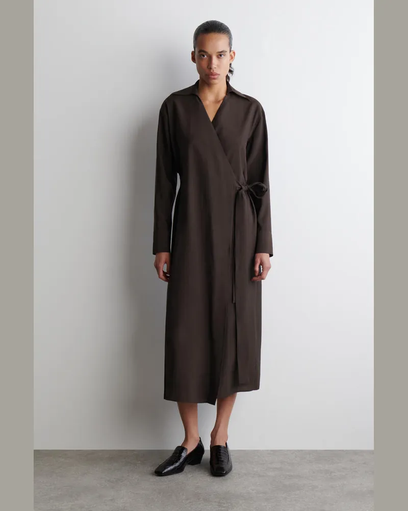 COS Midikleid Aus Modal In Wickeloptik Braun