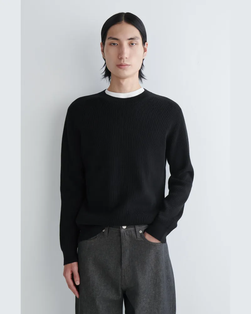 COS Pullover Aus Baumwolle Mit Rundhalsausschnitt Schwarz