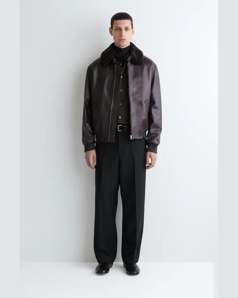 COS Lederjacke Mit Kragen Aus Shearling Braun