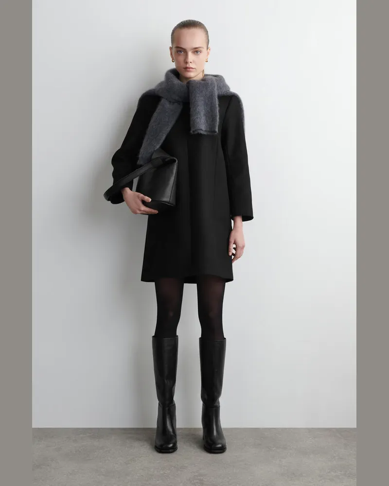 COS Langärmliges Minikleid Aus Wolle Schwarz