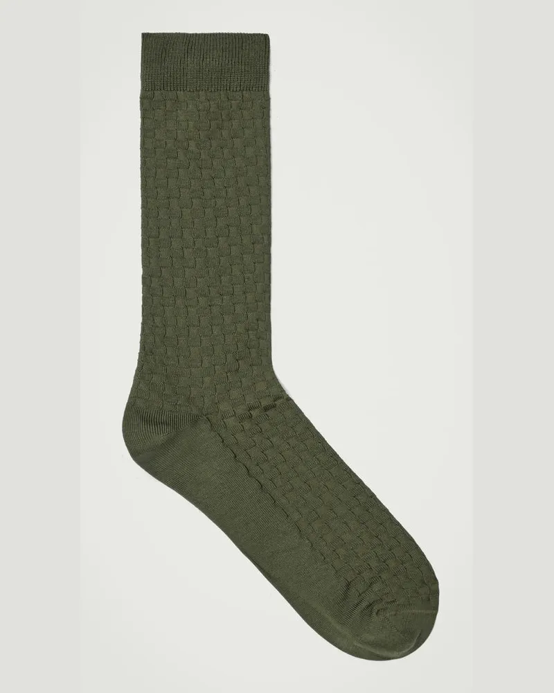 COS Elegante Socken Mit Geflochtenem Karomuster Grün