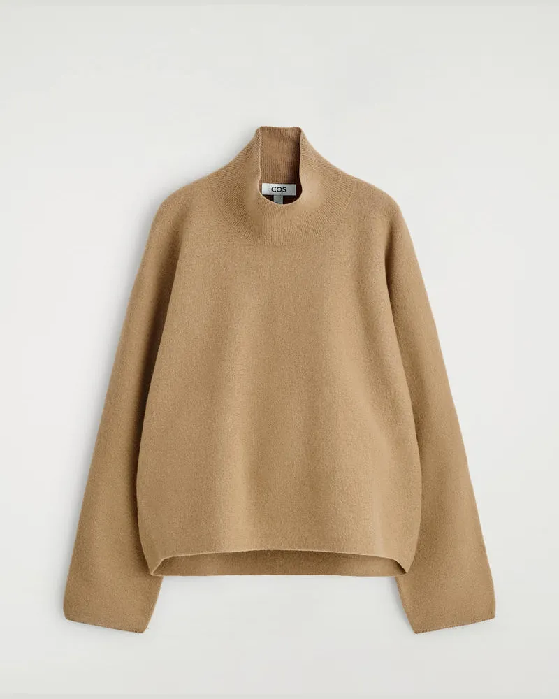 COS Strickpullover Uas Kochwolle Mit Kragen Beige