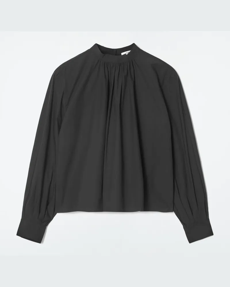 COS Geraffte Bluse Aus Baumwolle Schwarz