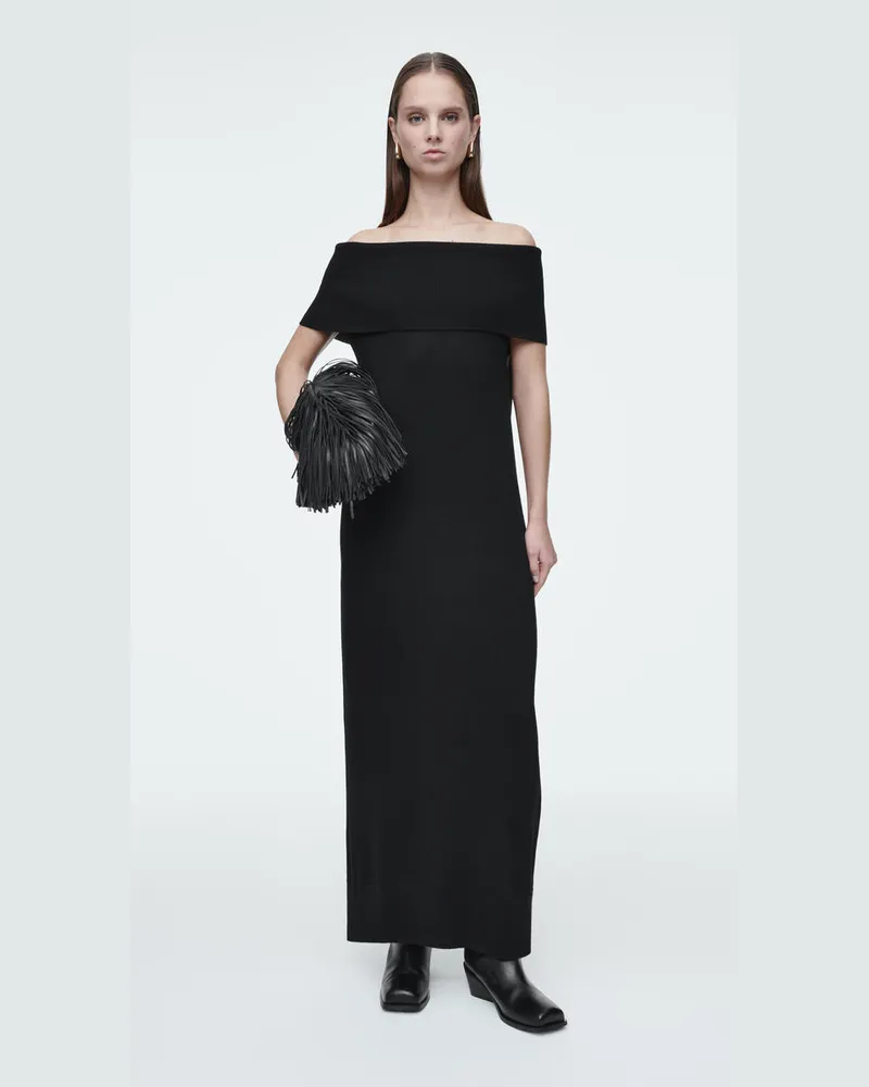 COS Kleid Aus Merinowolle Mit Bardot-Ausschnitt Schwarz