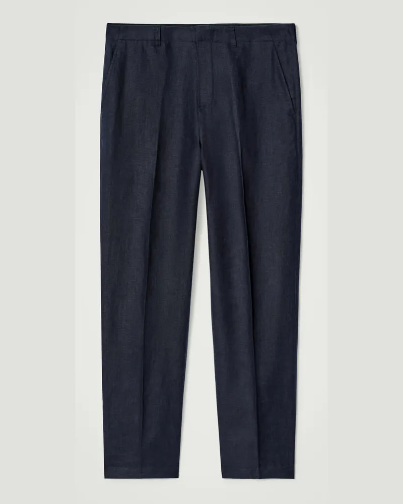 COS Lockere Leinenhose Mit Schmal Zulaufendem Bein Blau