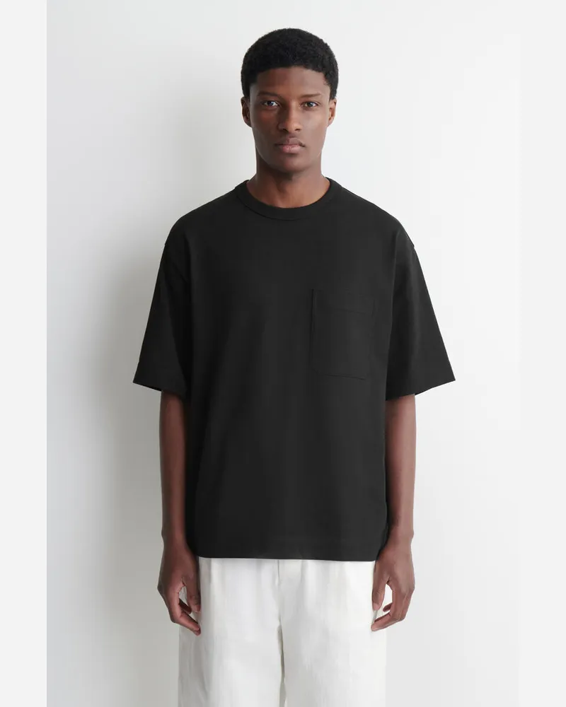 COS Gewichtiges Oversized-T-Shirt Schwarz