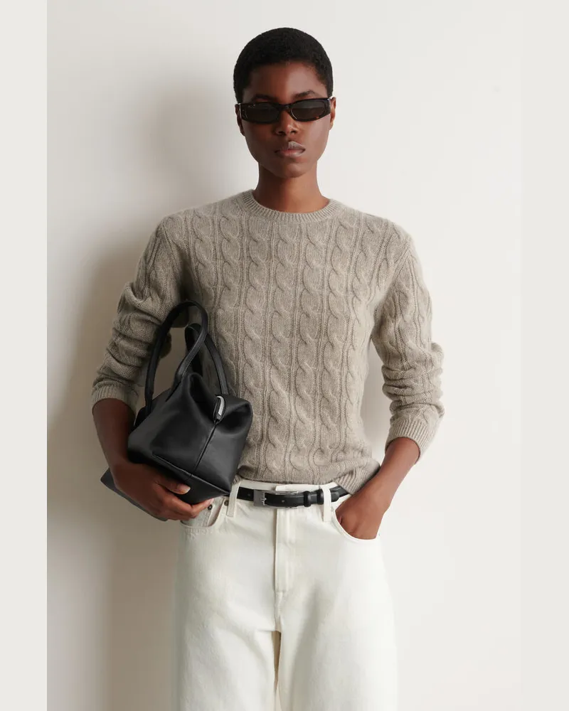 COS Kaschmirpullover Mit Zopfstrickmuster Beige