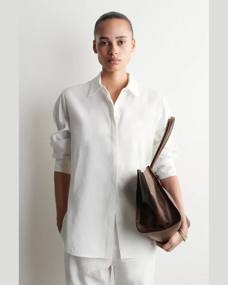 COS Langes Hemd Aus Leinen Weiß