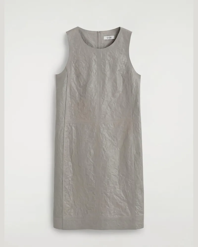 COS Etuikleid Aus Strukturiertem Leder Grau