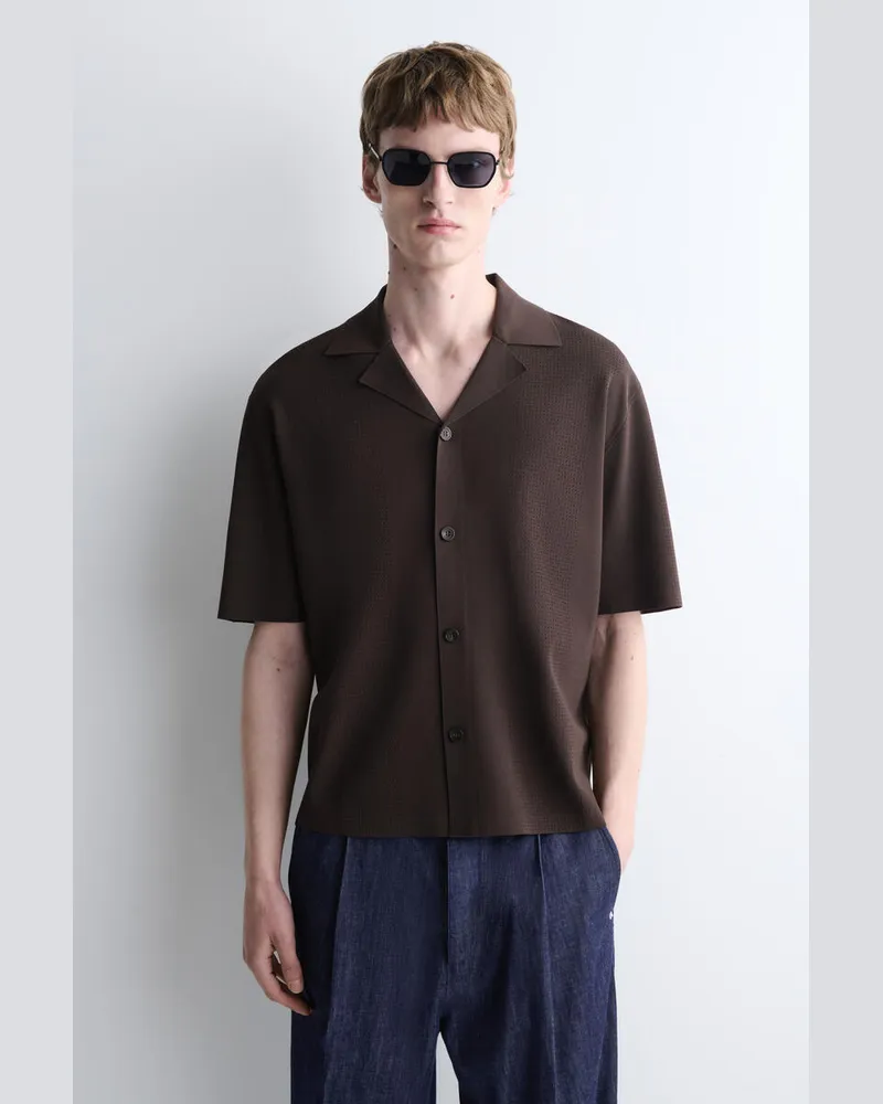 COS Kurzarmhemd Aus Strick Mit Lochmuster Braun