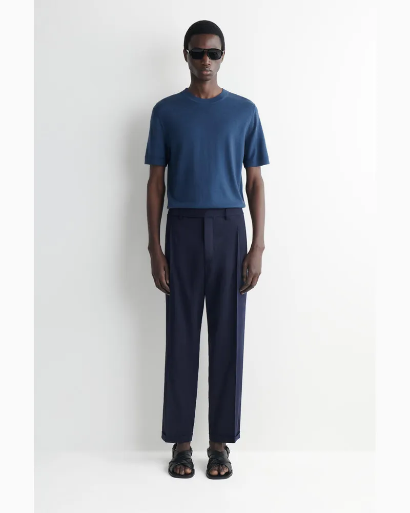 COS Leinenhose Mit Normaler Passform Und Geradem Bein Blau