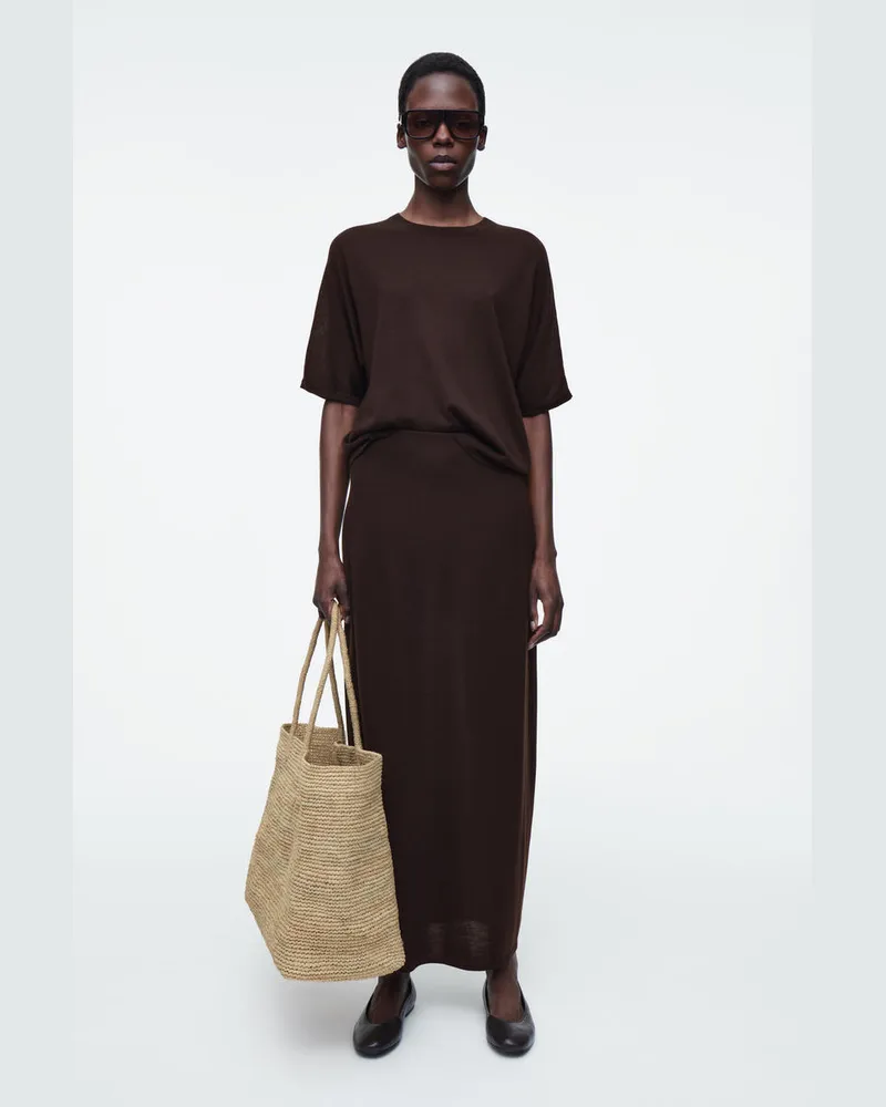 COS Handgewebte Oversized-Tote Bag - Bast Beige