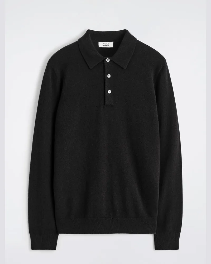 COS Nahtloses Poloshirt Aus Kaschmir Schwarz