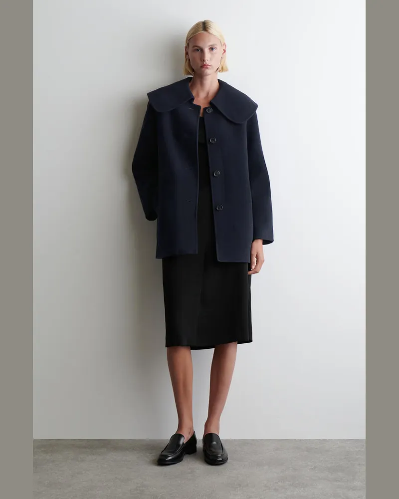COS Jacke Aus Doubleface-Wolle Mit Kragen Blau