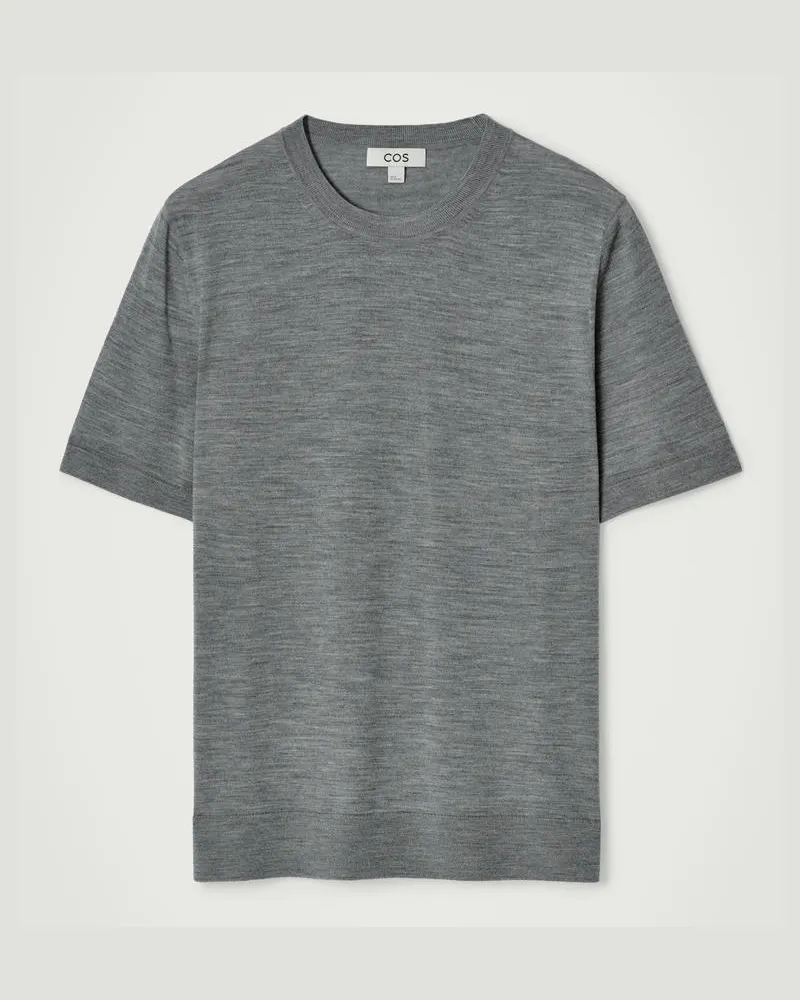 COS Strick-T-Shirt Aus Merinowolle Grau