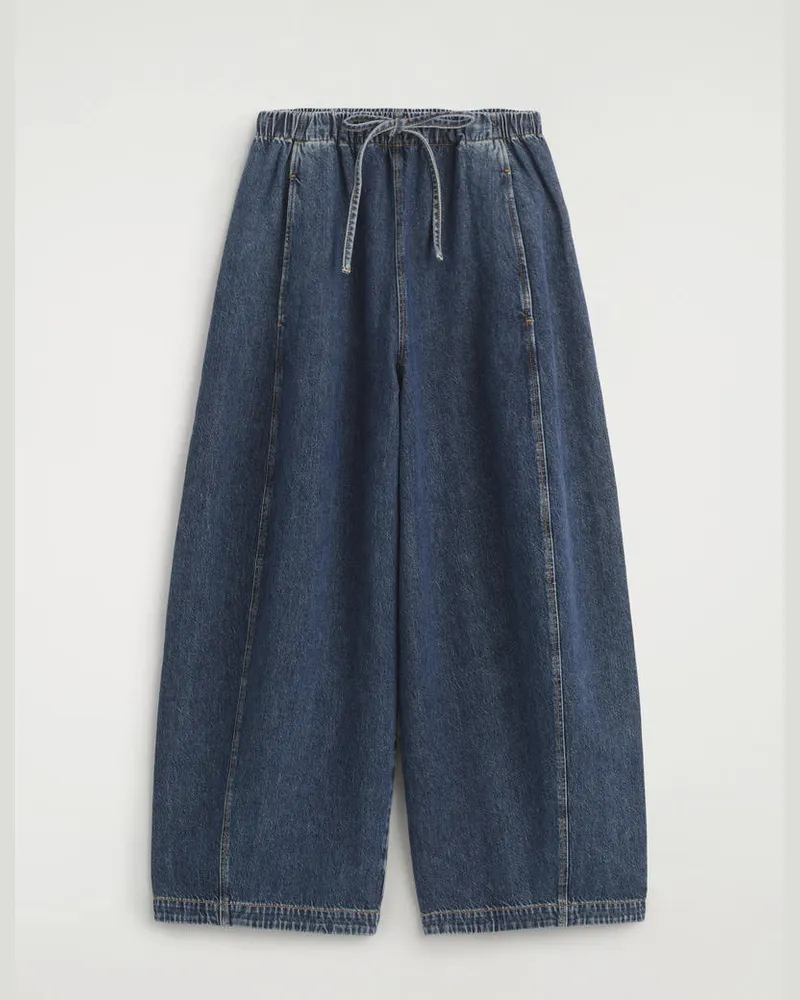 COS Hose Aus Denim Mit Kordelzugbund Und Barrel-Bein Blau