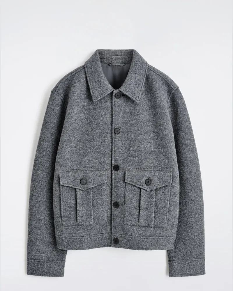 COS Jacke Aus Gekochter Wolle Grau