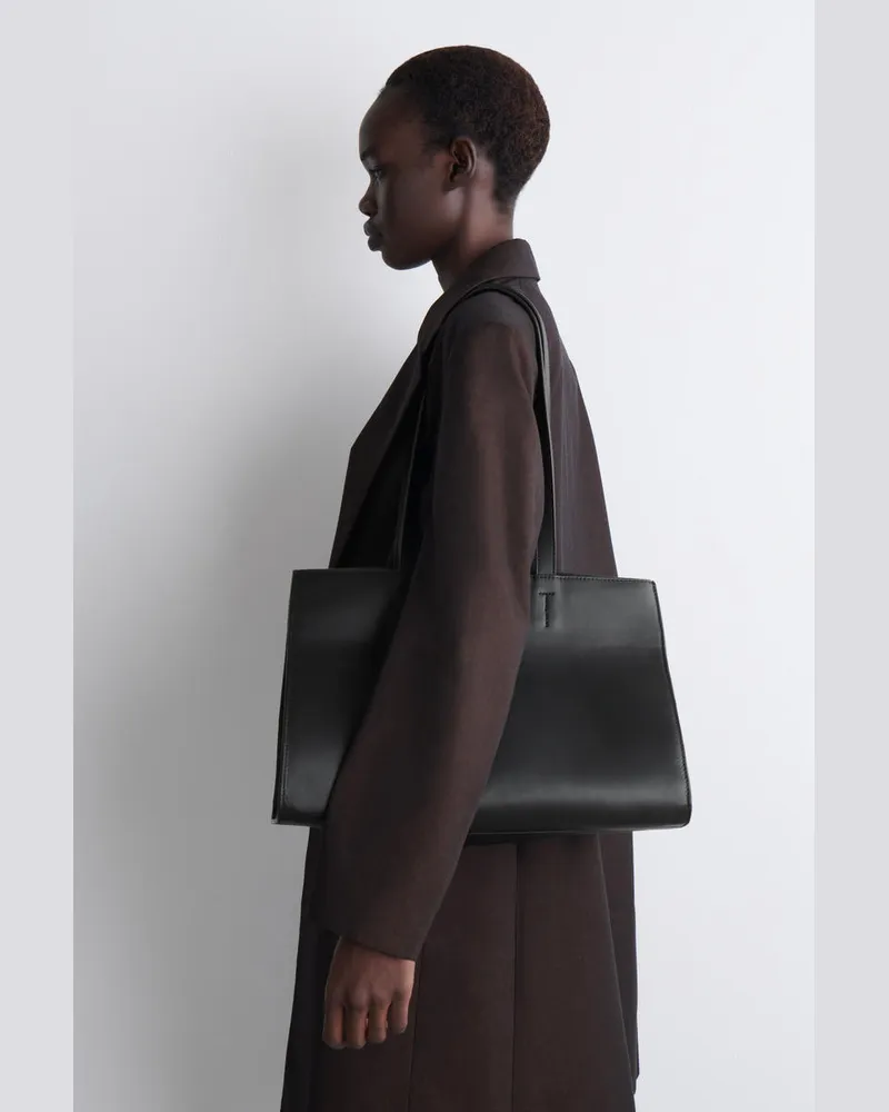 COS Gallery Tote Bag - Leder Schwarz