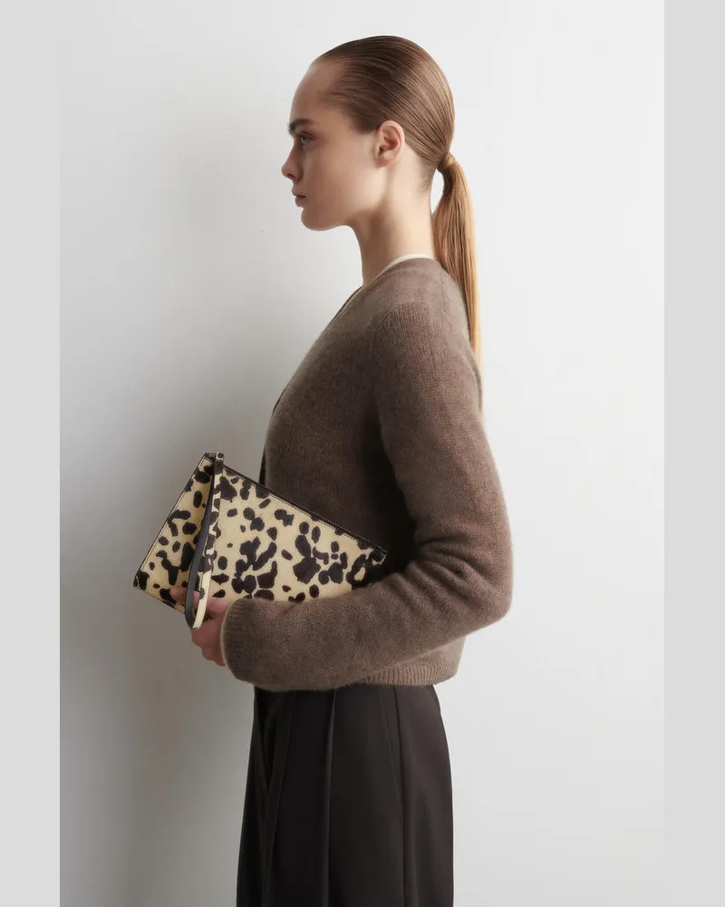 COS Ledertasche Mit Ponyhaar-Effekt Und Animal-Print Beige