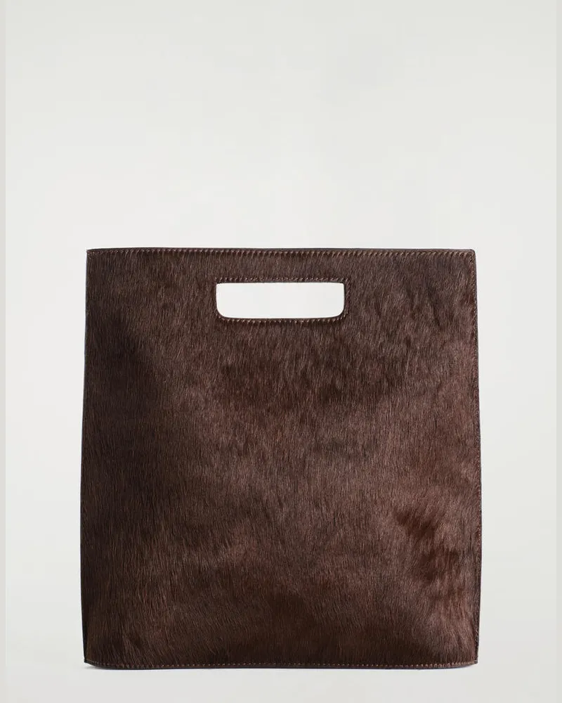 COS Folio Tasche - Leder Mit Ponyhaar-Effekt Braun