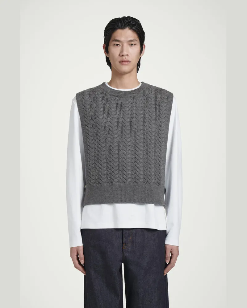 COS Pullunder Aus Wolle Mit Zopfstrickmuster Grau