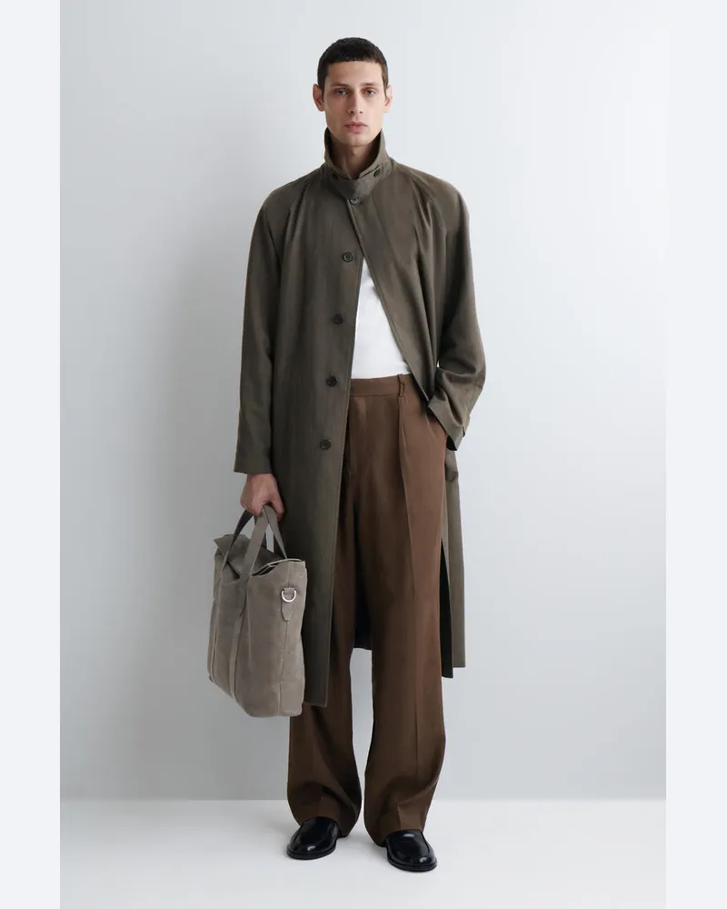 COS Brunswick Messenger Bag - Veloursleder Grau