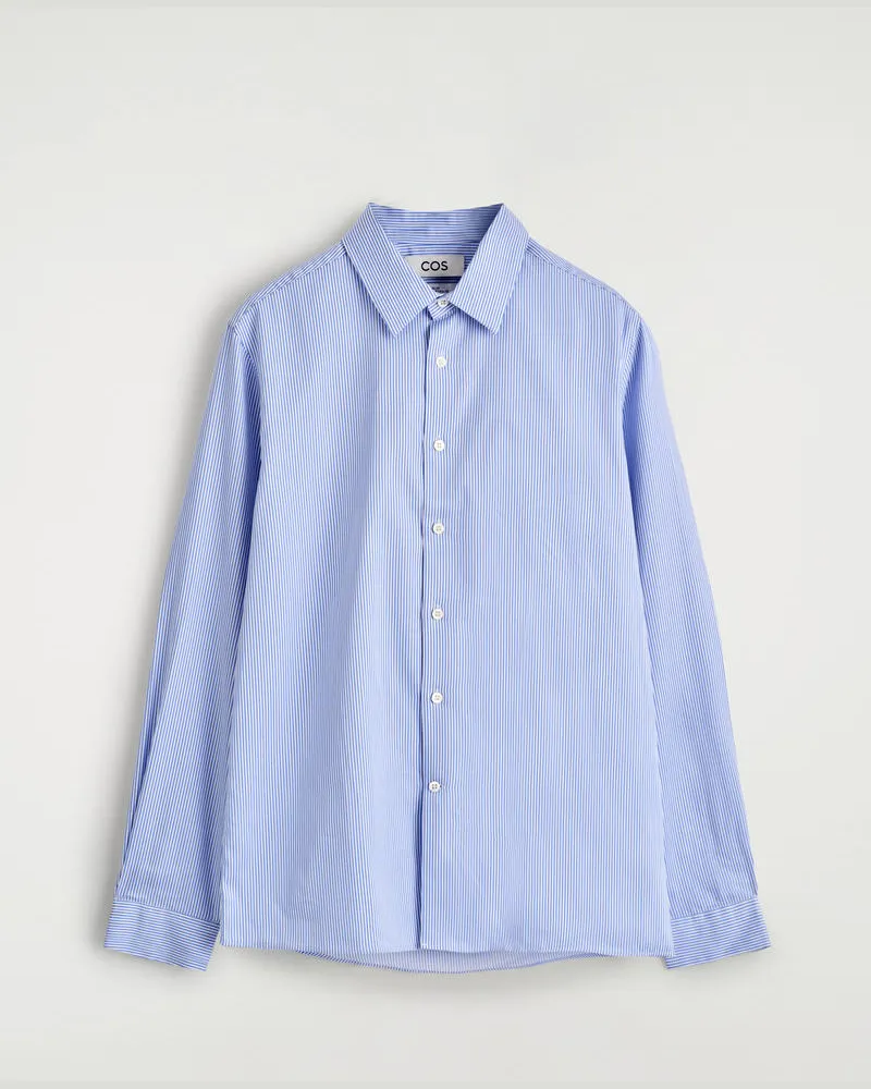 COS Hemd Aus Popeline Mit Schmaler Passform Blau