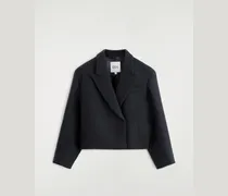 Verkürzter Oversized-Blazer Aus Gekochtem Woll-Mix