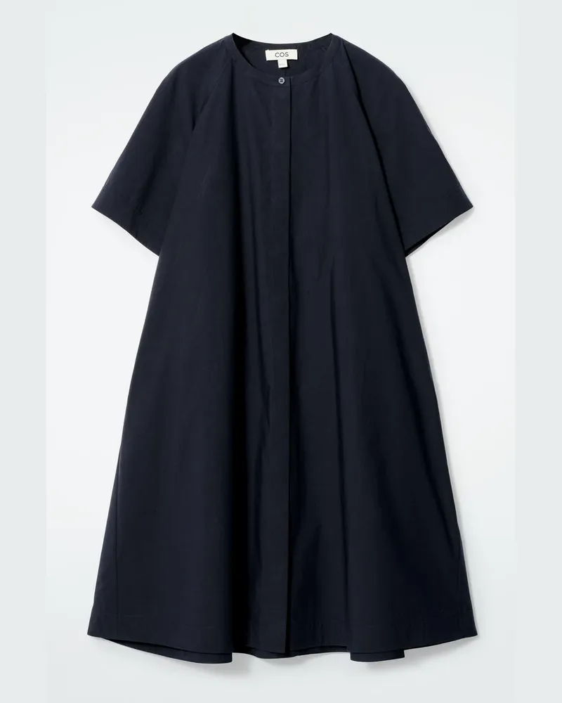 COS Ausgestelltes Oversized-Midikleid Aus Popeline Blau