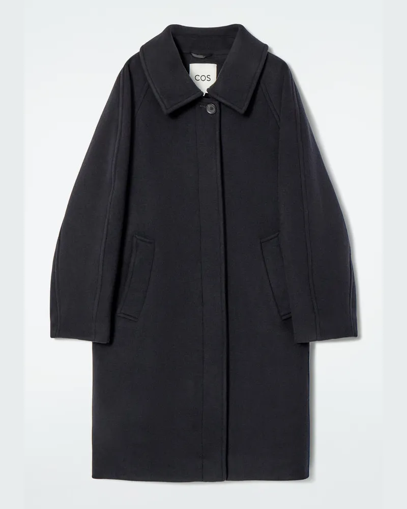 COS Einreihiger Oversized-Wollmantel Blau