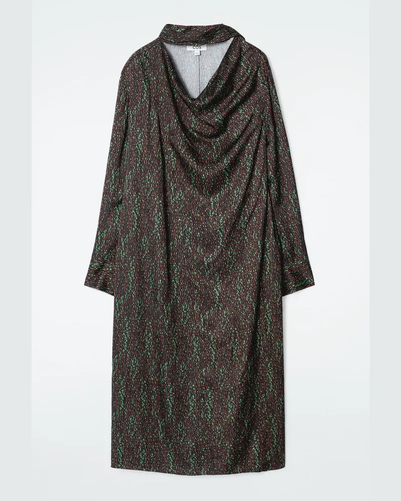 COS Bedrucktes Midikleid Mit Schaldetail Schwarz