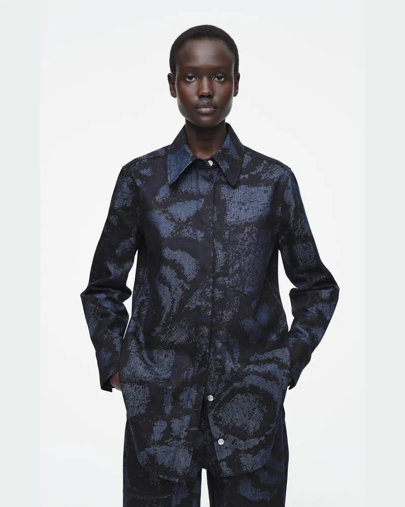 COS Jacquard-Jeanshemd Mit Normaler Passform Blau