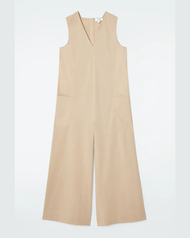 COS Oversized-Jumpsuit Mit V-Ausschnitt Beige