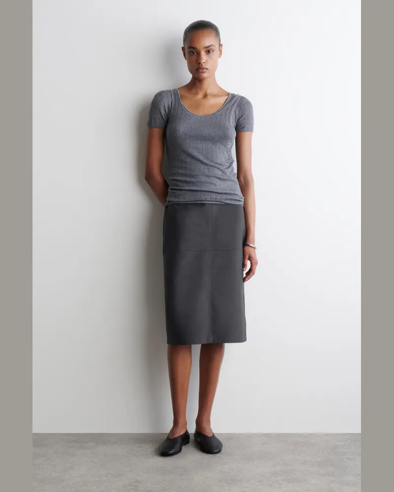 COS Bleistiftrock Aus Baumwolle In Knitteroptik Schwarz