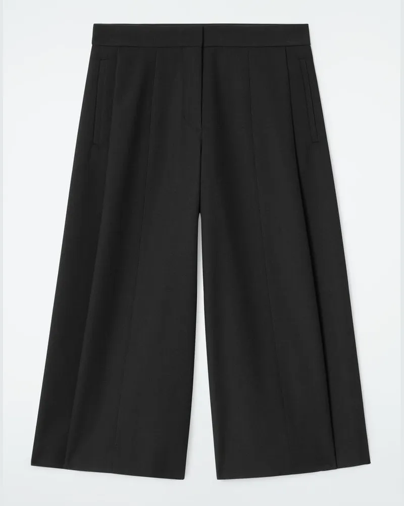 COS Verkürzte Hose Aus Woll-Mix Mit Weitem Bein Schwarz