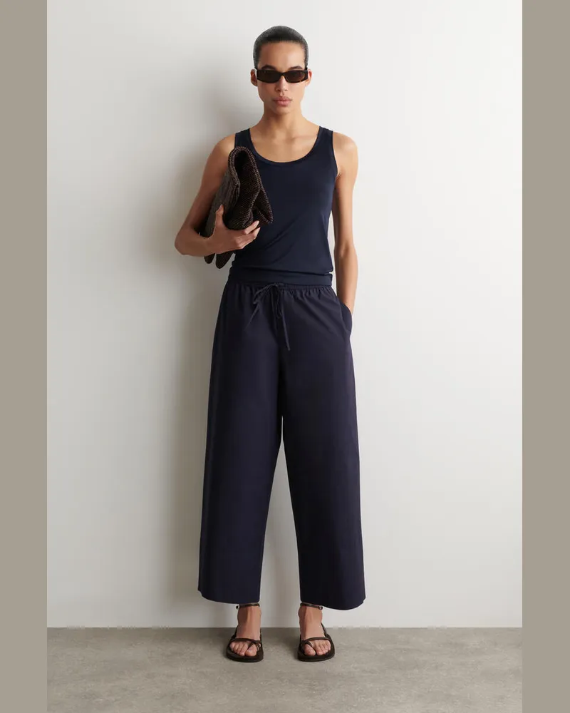 COS Baumwollhose Mit Kordelzugbund Und Geradem Bein Blau