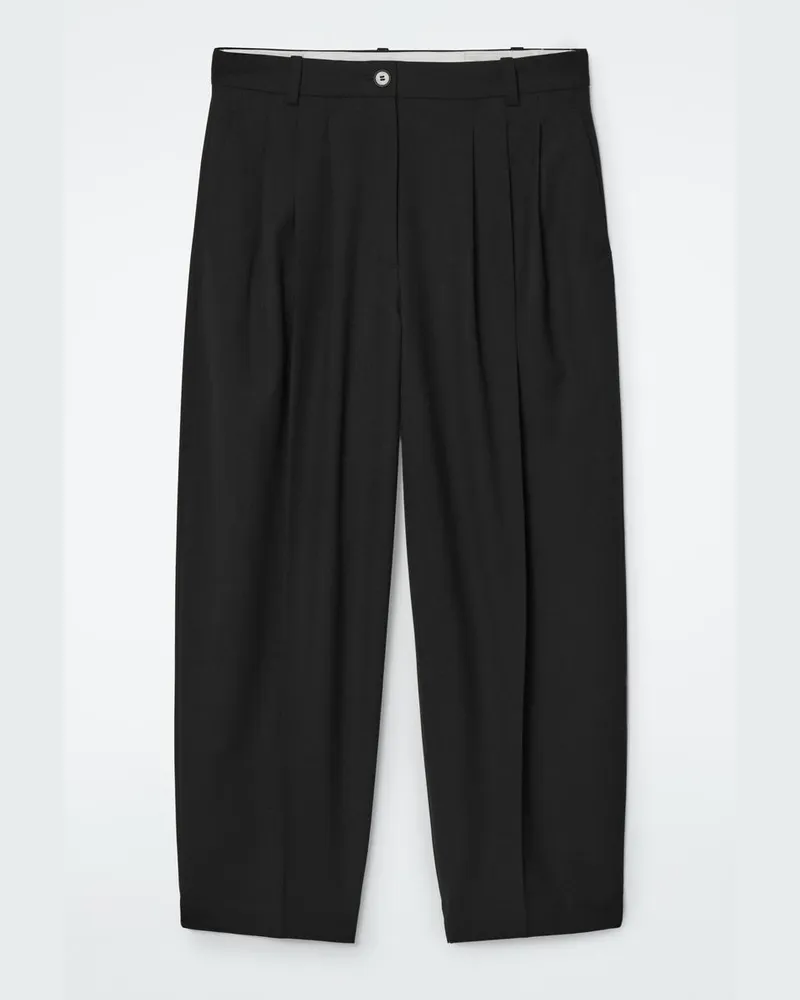 COS Wollhose Mit Barrel-Bein Und Falten Schwarz